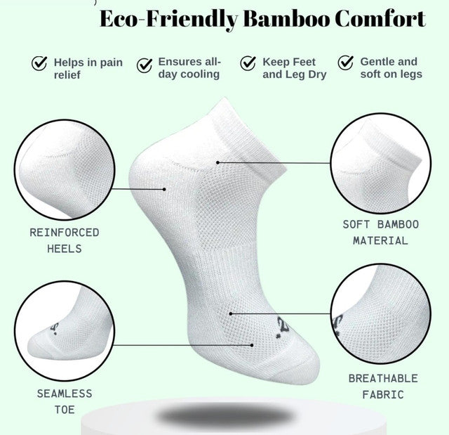 Pack of 3 Unisex Bamboo Blend Solid Low Cut Socks (Sky Blue, Off White)