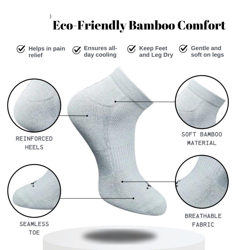 Pack of 3 Unisex Bamboo Blend Solid Low Cut Socks (Sky Blue, Light Grey)