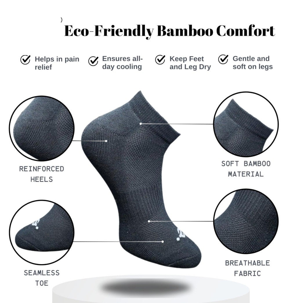 Pack of 3 Unisex Bamboo Blend Solid Low Cut Socks (Off White, Black)