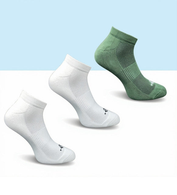 Pack of 3 Unisex Bamboo Blend Solid Low Cut Socks (Off White, Olive)