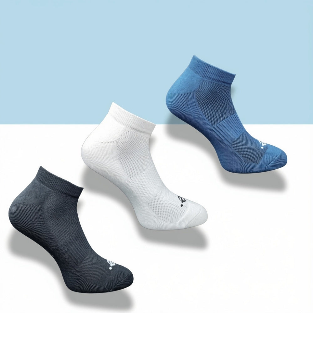 Pack of 3 Unisex Bamboo Blend Solid Low Cut Socks (Multicolor)
