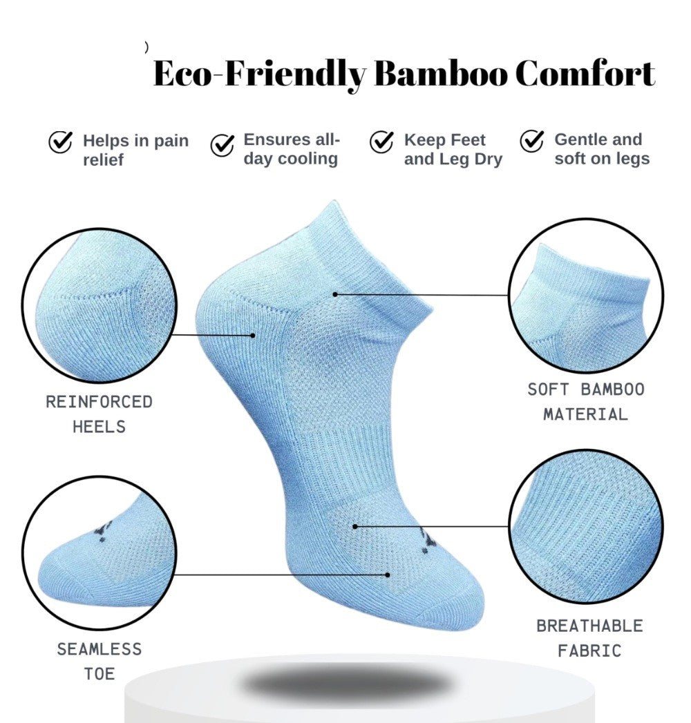 Pack of 3 Unisex Bamboo Blend Solid Low Cut Socks (Multicolor)