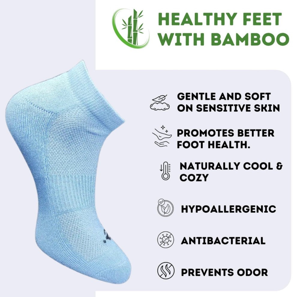Pack of 3 Unisex Bamboo Blend Solid Low Cut Socks (Sky Blue, Navy Blue)