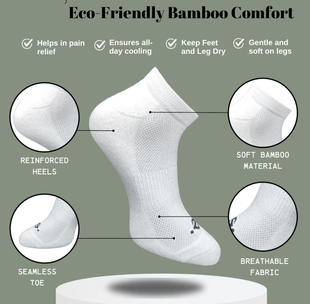 Pack of 3 Unisex Bamboo Blend Solid Low Cut Socks (Multicolor)