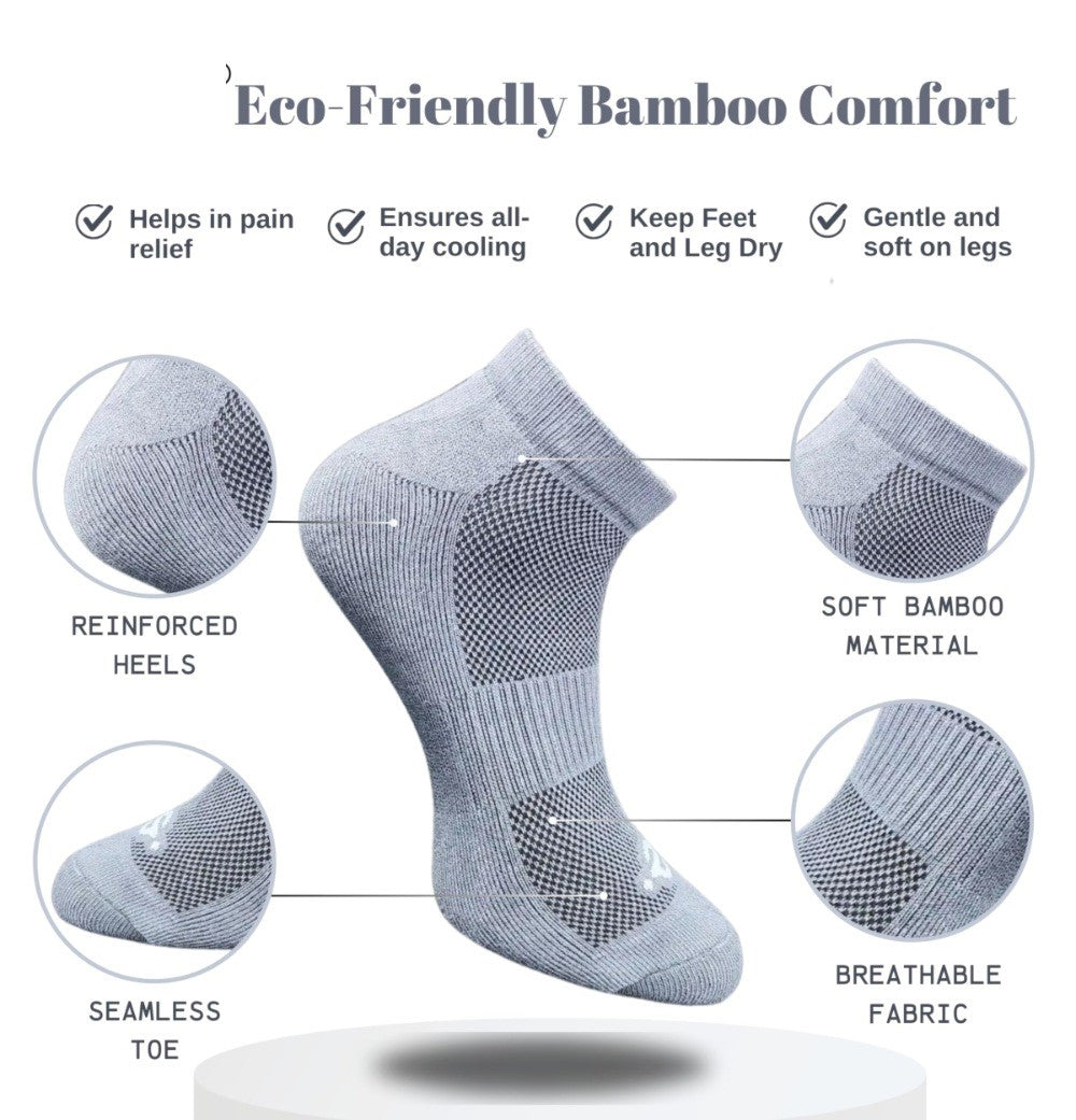 Pack of 3 Unisex Bamboo Blend Solid Low Cut Socks (Off White, Dark Grey)