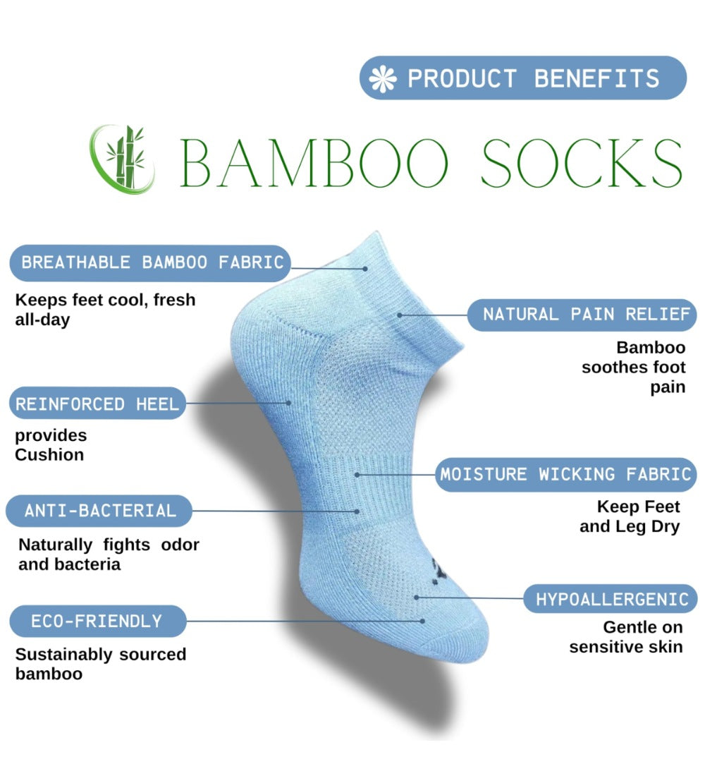 Pack of 3 Unisex Bamboo Blend Solid Low Cut Socks (Sky Blue, Light Grey)