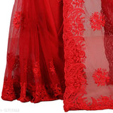 Embroidered net saree with running blouse, sensational Abhisarika Indian bridal wear