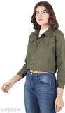 Beautiful denim jacket for girls with solid net pattern, three-quarter sleeves, from India