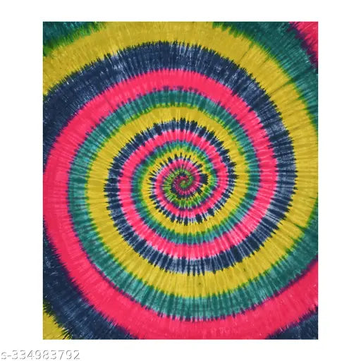 Multicolor rainbow tie & dye cotton king size bedsheet, superfine quality with 2 stitched pillow covers - Jaipuri handmade for summer, Qadri Impex