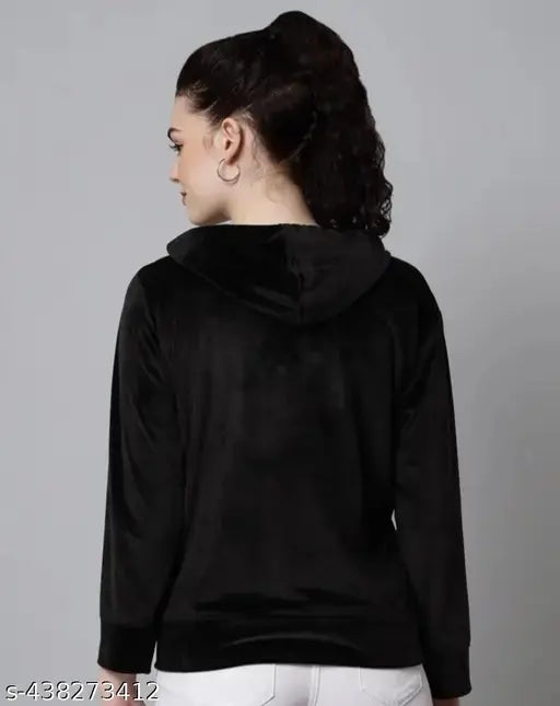 Black velvet chain hoodie for girls, solid design, perfect gift for a beautiful lady in your life