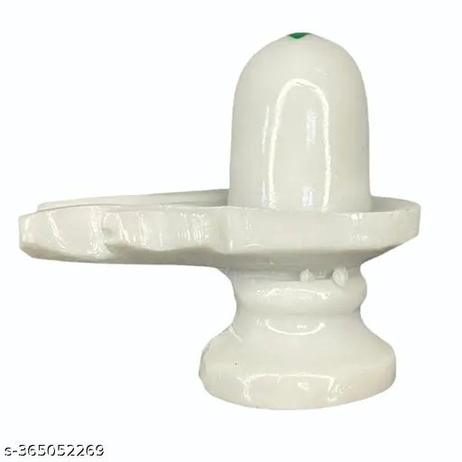 White marble Seema Handicraft Shivling for home worship - Lord Shiva idol for temples and offices, dimensions: L-5.5cm, B-3cm, H-5.5cm