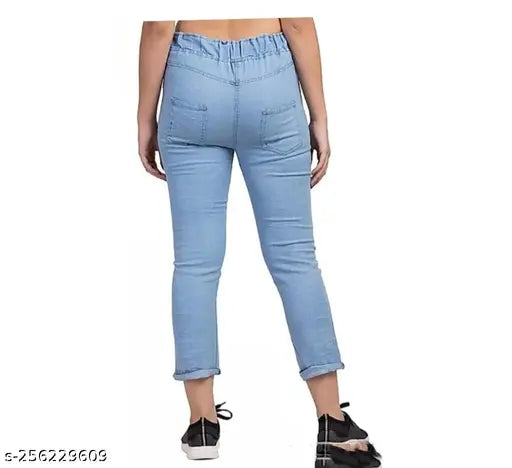 Light & dark star denim jogger combo with tie-ups, featuring two pairs in sizes 28 and 30, made in India