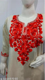Red embroidered cotton kameez with gold detailing