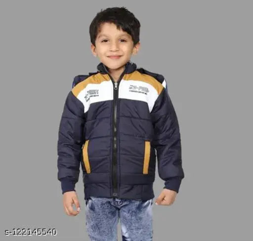 Boys Navy Blue Nylon Jackets & Coats Pack Of 1
