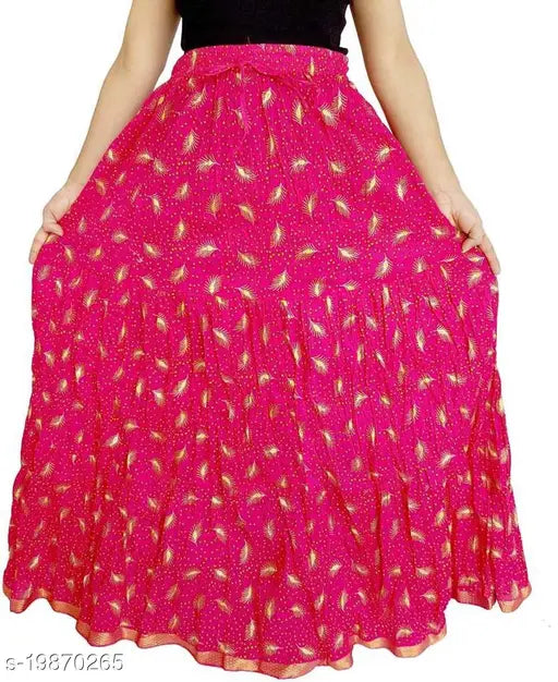 Trendy printed cotton Western skirt (N), size 34, India-made fashion for women