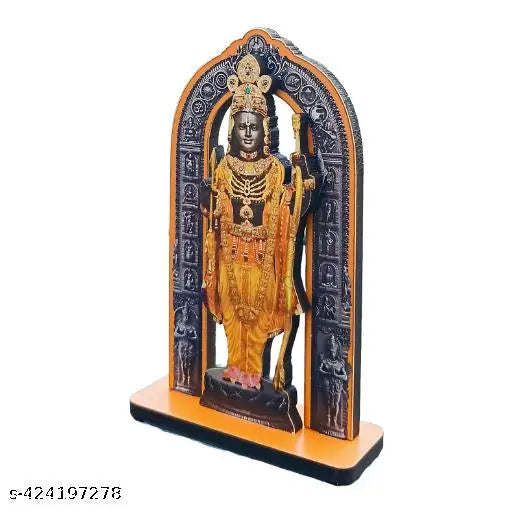 Light weight wooden Ram Lala car dashboard idol, compact handcrafted Hindu religious decor for vehicle
