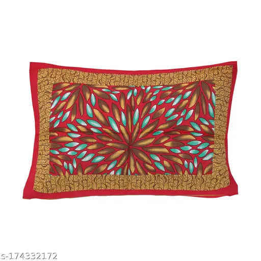 Floral print cotton single bed sheet, fitted, India-made with 1 pillow cover