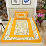 Indian cotton twin pillow covers, R dandiya and lemon mugal design, 104 thread count for single pillows (100x63x25x18)