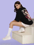 Black oversized printed womens t-shirt