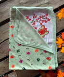 Green cotton swaddle blanket with elephant print, baby care gift, unisex.