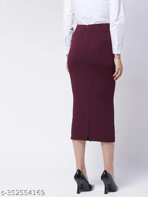 Formal polyester pencil skirt, solid net, size 26-32in waist, hip, length