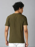 Olive cotton round-sleeve men's funky print T-shirt from UrGear, India. Short sleeves, stylish and trendy, size S (38 in chest/27 in length)