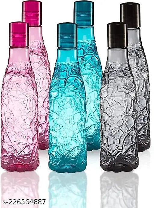Multicolor PET plastic water bottle set for office, gym, home, kitchen, travel, hiking, trekking - leak-proof and BPA-free