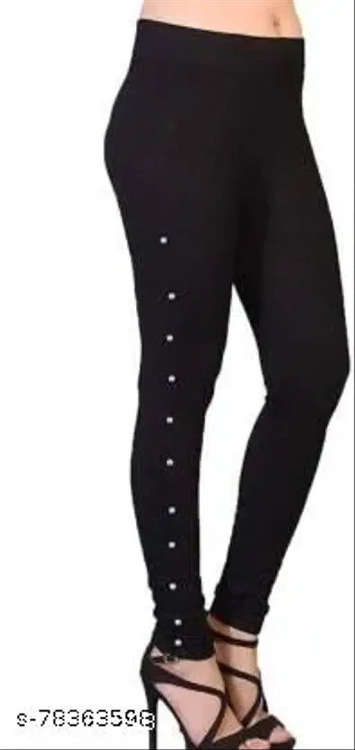 Black cotton blend jeggings by Febrina Classic, solid net style for women's fashionable wear, size 24, 26, 28, 30, 32 (S, M, L), made in India