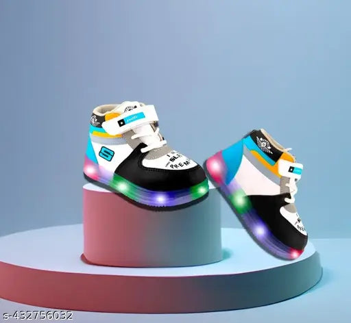 Kids unisex glowing light-up shoes with a colorful pattern