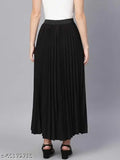 Stylish black maxi skirt with high waist and pleated design