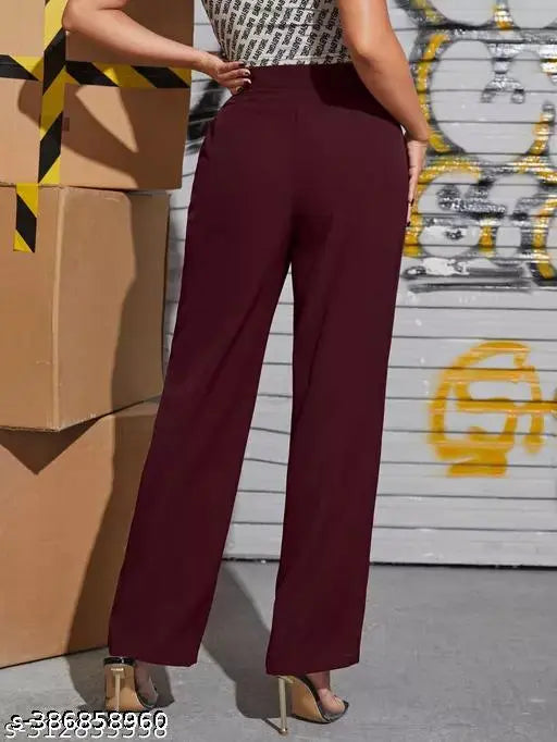 Woman wearing red trousers