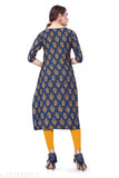 Women's straight cut kurta in navy blue crepe material, pack of 2