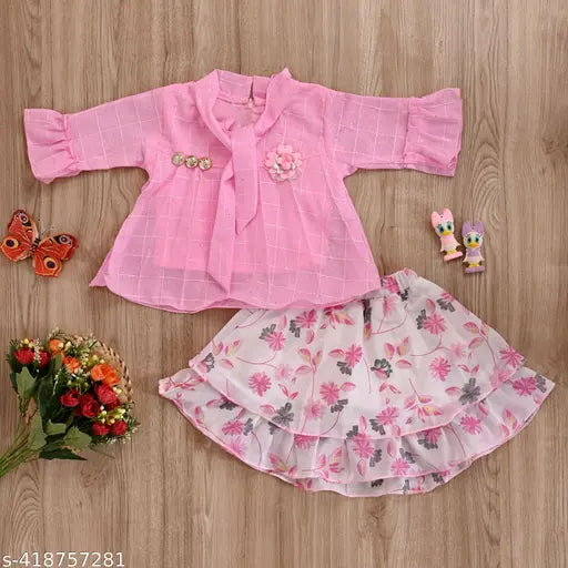 Chiffon baby girl dress, single size 6-9 months, India origin, soft and comfortable for little ones