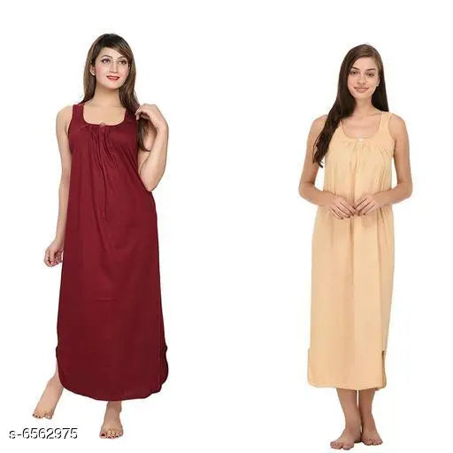 Sleeveless cotton nightdresses, pack of 2 for women, free size, made in India