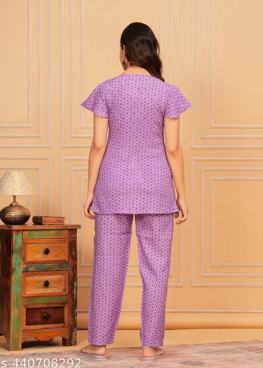 Floral printed rayon high demand nightdress set, women's co-ord set for trendy sleepwear