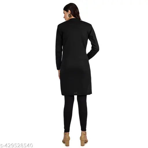 Black woolen kameez with long sleeves and knee length, pack of 2