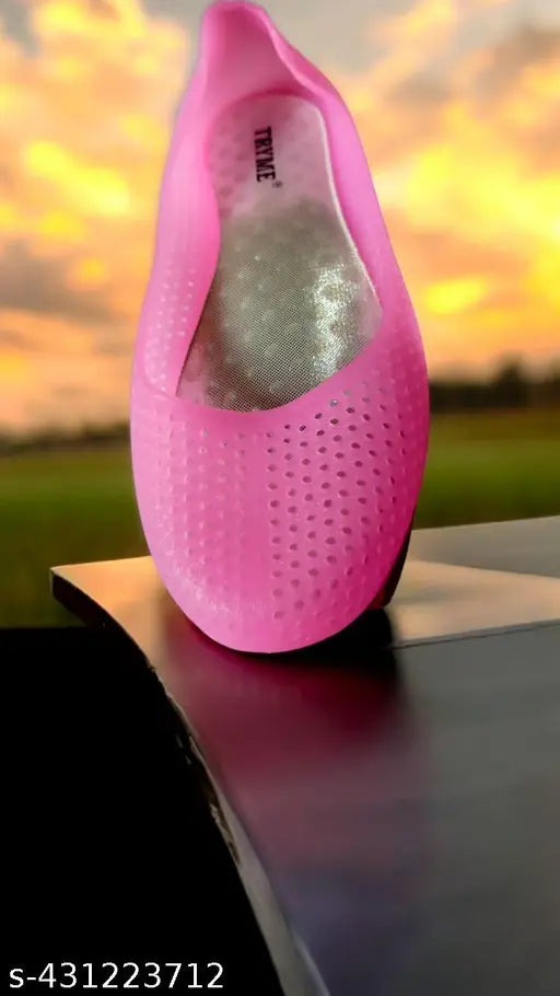 Pink jute flat shoes, dailywear women's footwear
