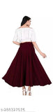 Purple satin off-the-shoulder midi skirt