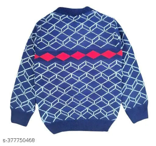 Woolen lightweight round neck sweater (boys/girls) & pant set, warm winter clothing in self-design pattern. Soft, comfortable, and attractive colors for babies. Long sleeves for added warmth. Size options: 18-24M, 1-2Y, 2-3Y, 3-4Y, 4-5Y. Origin: India