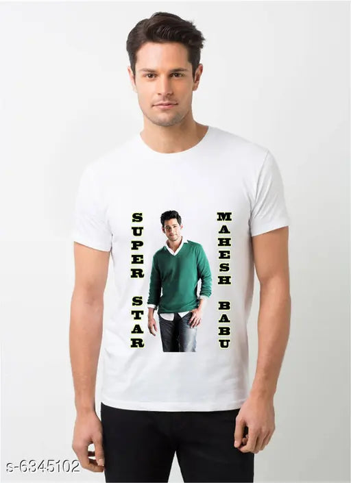 High-quality Selena Men's t-shirt, printed net design on short sleeves, India-made, size M for 38" chest and 26" length