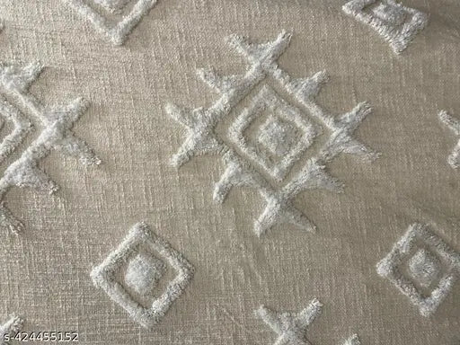 Soft cotton plush throw with slubs and tufts, export quality handwoven