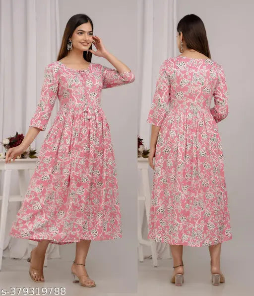 Colorful printed rayon kurti with sleeveless, three-quarter sleeves - ideal for festive occasions in Indian wear. Origin: India