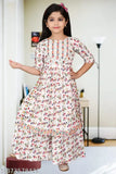 Printed cotton blend girls' kurta plazzo set, A-line palazzos and three-quarter sleeves, summer party dress collection for ages 4-12 years, made in India
