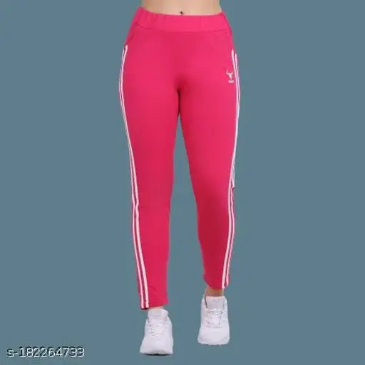 Hot pink Exolace women's lower stretch leggings with stripes