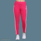 Hot pink Exolace women's lower stretch leggings with stripes