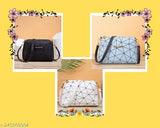 Two women's print sling bags and crossbodys