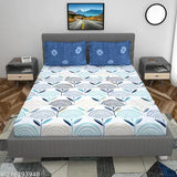 King Size Glace Cotton Fitted Double Bedsheet with Floral Pattern, 200 TC, fits up to 8 inches mattress (India)