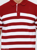 Cotton blend colorblocked half sleeve polo t-shirt, fashionable men's casual wear