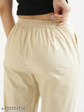 Khaki cotton casual trousers women's regular fit