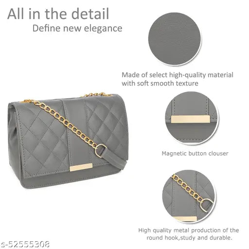 Black leather shoulder bag with zip closure and chain strap